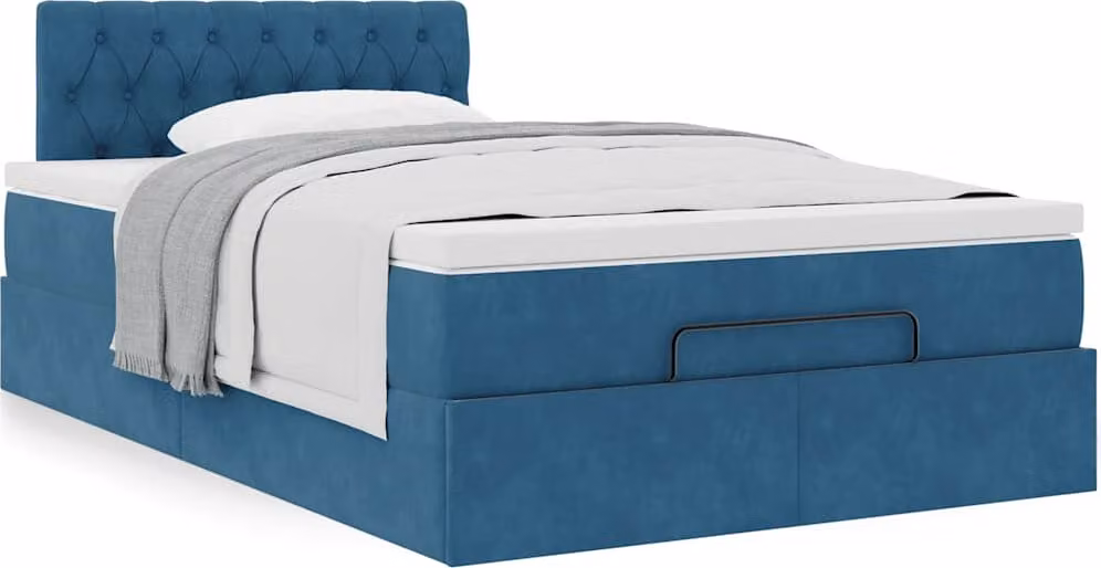 Maison Exclusive - Letto a pouf con materasso blu scuro 120x190 cm in velluto