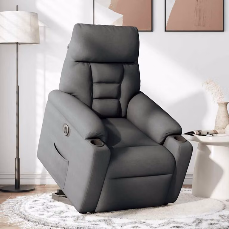 Poltrona Alzapersona Reclinabile Elettrica Grigio Scuro Tessuto
