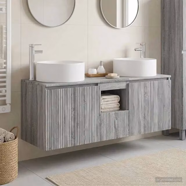 Set di Armadi da Bagno 3 pz Sonoma grigio 49,5 x 44,5 x 65,5 cm