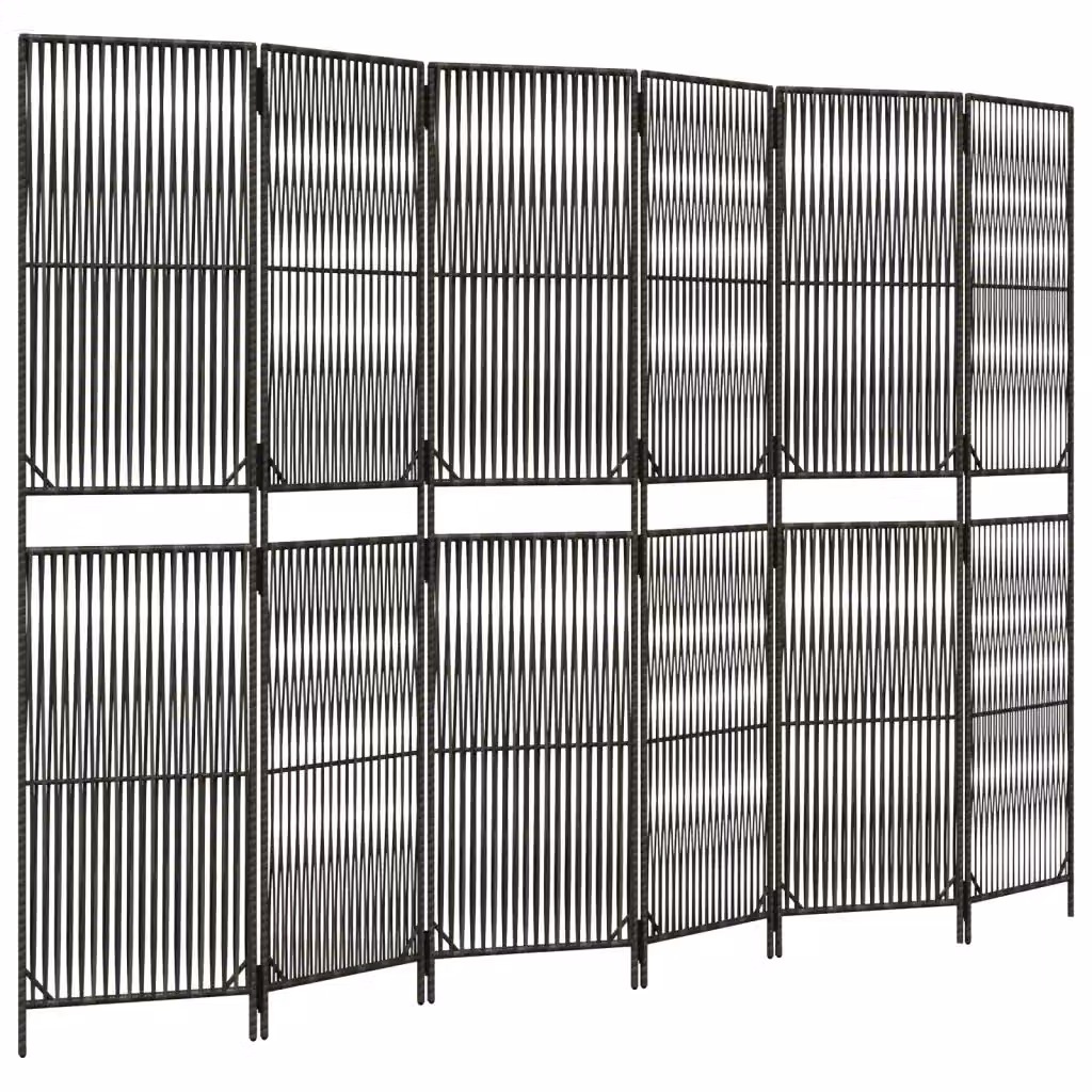 Divisorio per ambienti vidaXL a 6 pannelli in polyrattan grigio con struttura in metallo – 2