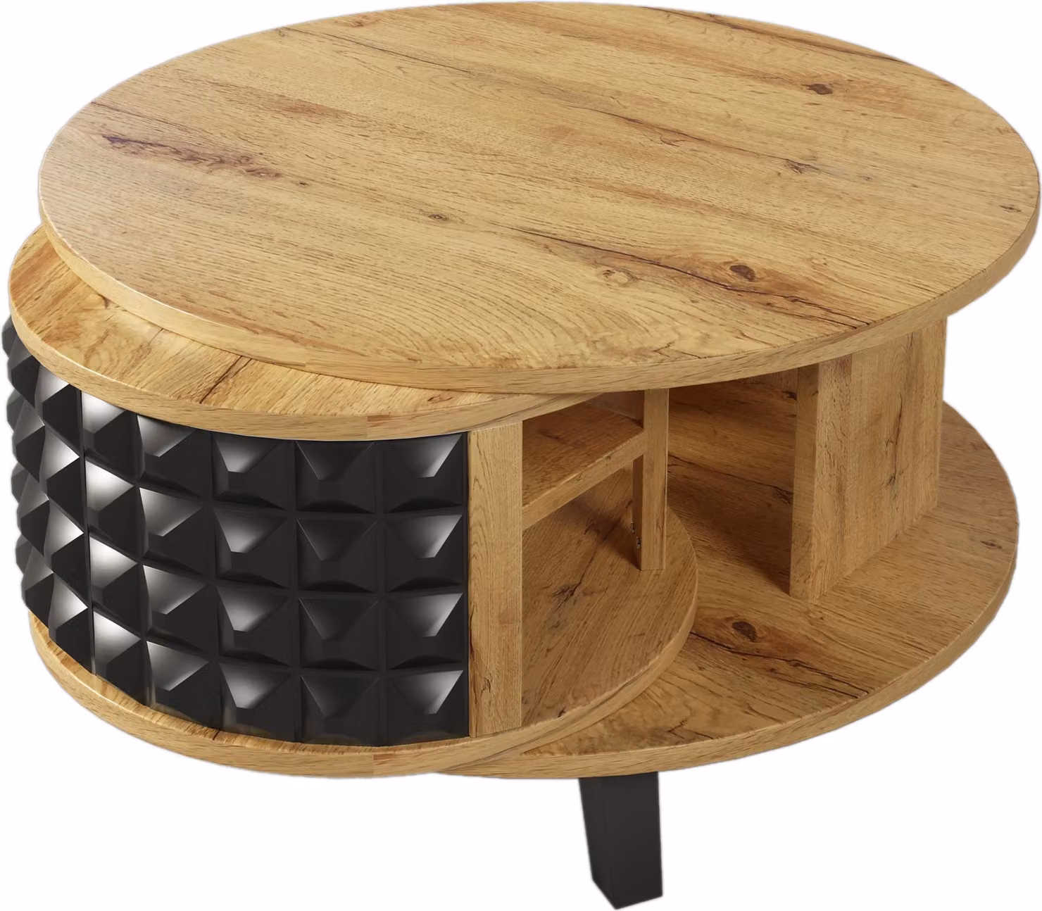 Tavolino girevole Fortuna Lai, tavolino con vano portaoggetti nascosto, 80 x 80 x 40 cm
