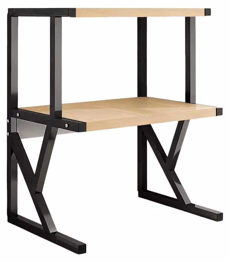 Ripiano per microonde - Scaffale da cucina a 3 livelli - Struttura in metallo con ripiani in legno - Ideale per spezie e utensili da cucina - Senza cassetti