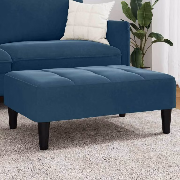 Poggiapiedi vidaXL in velluto blu per soggiorno e camera da letto L: 77 cm, P: 55 cm, H: 31 cm