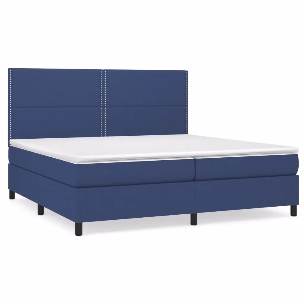 Letto Ibrido con Giroletto a Molle e Materasso vidaXL in Tessuto Blu e Bianco L/P/H: 200 x 200 x 203 cm – 2