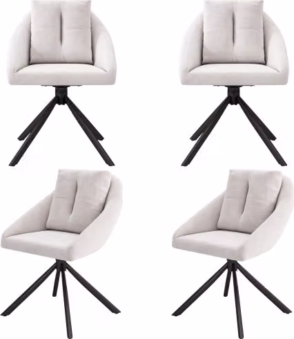 Sedia da pranzo AIORBER, 4 posti, in velluto, design ergonomico, con rotelle girevoli, stabile e resistente, struttura in metallo, adatta per soggiorno, sala da pranzo, beige