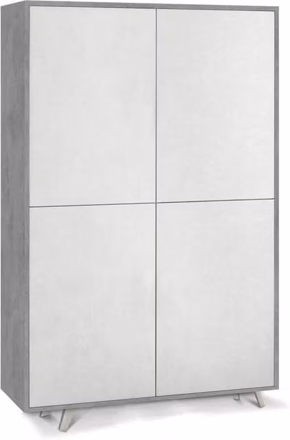 Mobile Multiuso 4 Ante 107x169x41 cm Cemento/Ossido Bianco