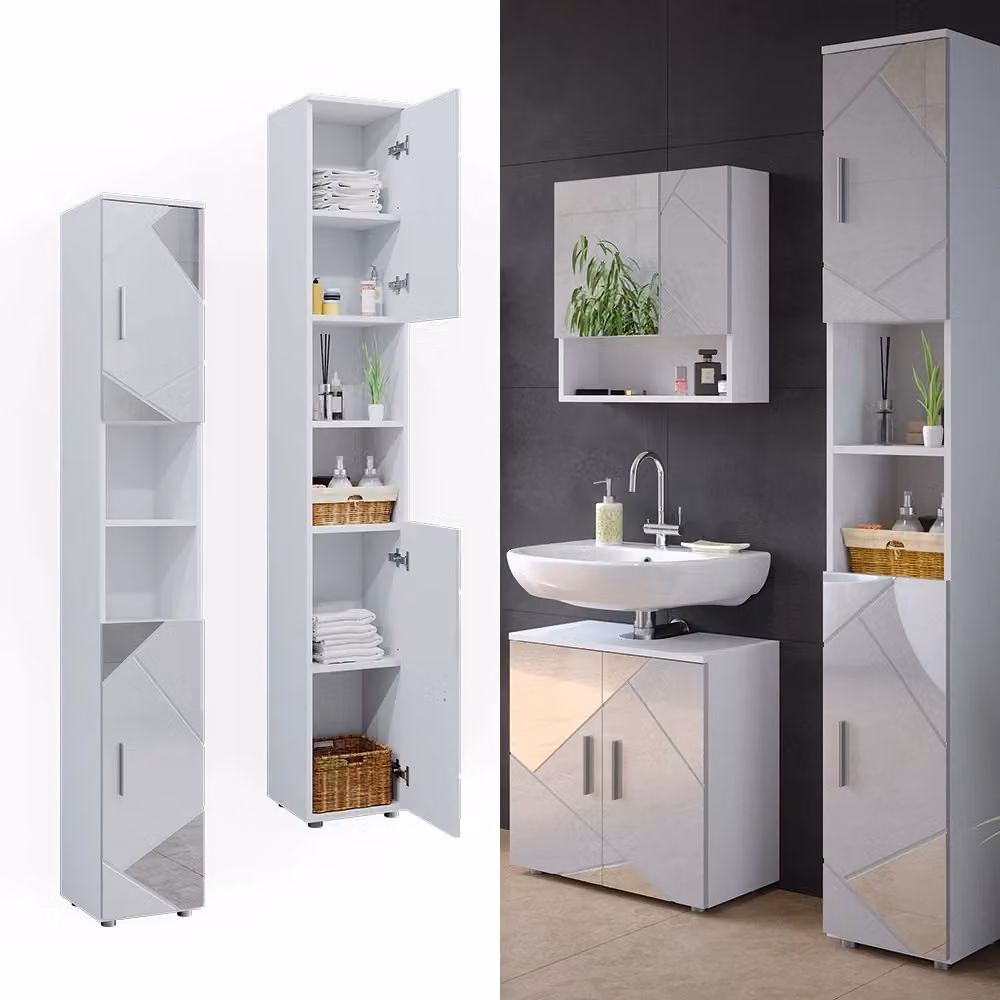 Mobile bagno alto Irma Vicco Bianco lucido con inserti L/P/H: 30 x 24,05 x 192 cm – 2
