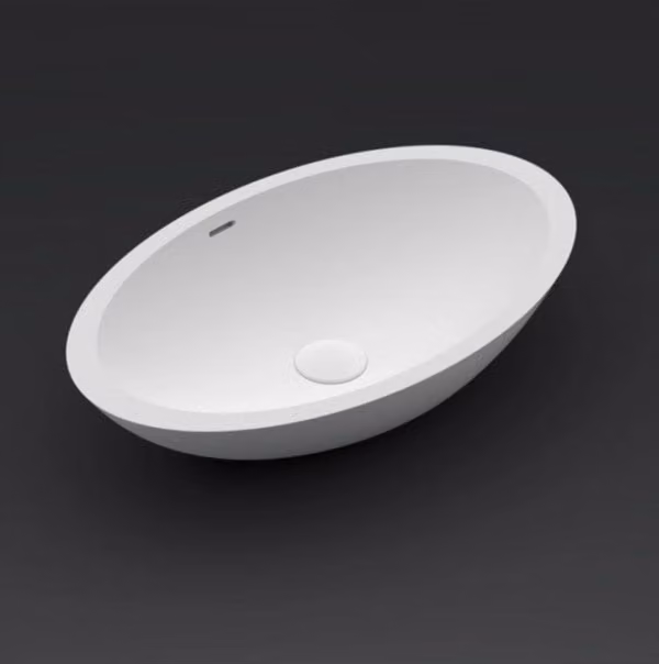 Lavabo da appoggio bianco opaco AVELLA OVAL RIHO 58x36 cm solid surface