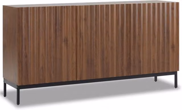 Sideboard in acero scuro 150x40x80 cm con 3 porte, design ondulato 3D, ripiani regolabili, mobile contenitore versatile per soggiorno e sala da pranzo