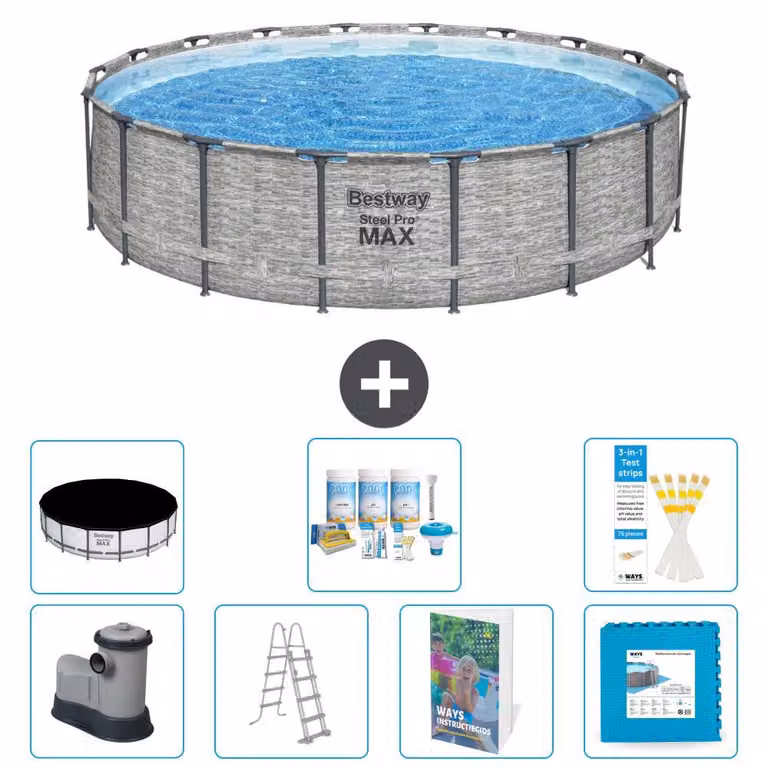 Piscina gonfiabile Bestway Steel Pro MAX, rotonda, 549x122 cm, composta da 6 parti, modello S536