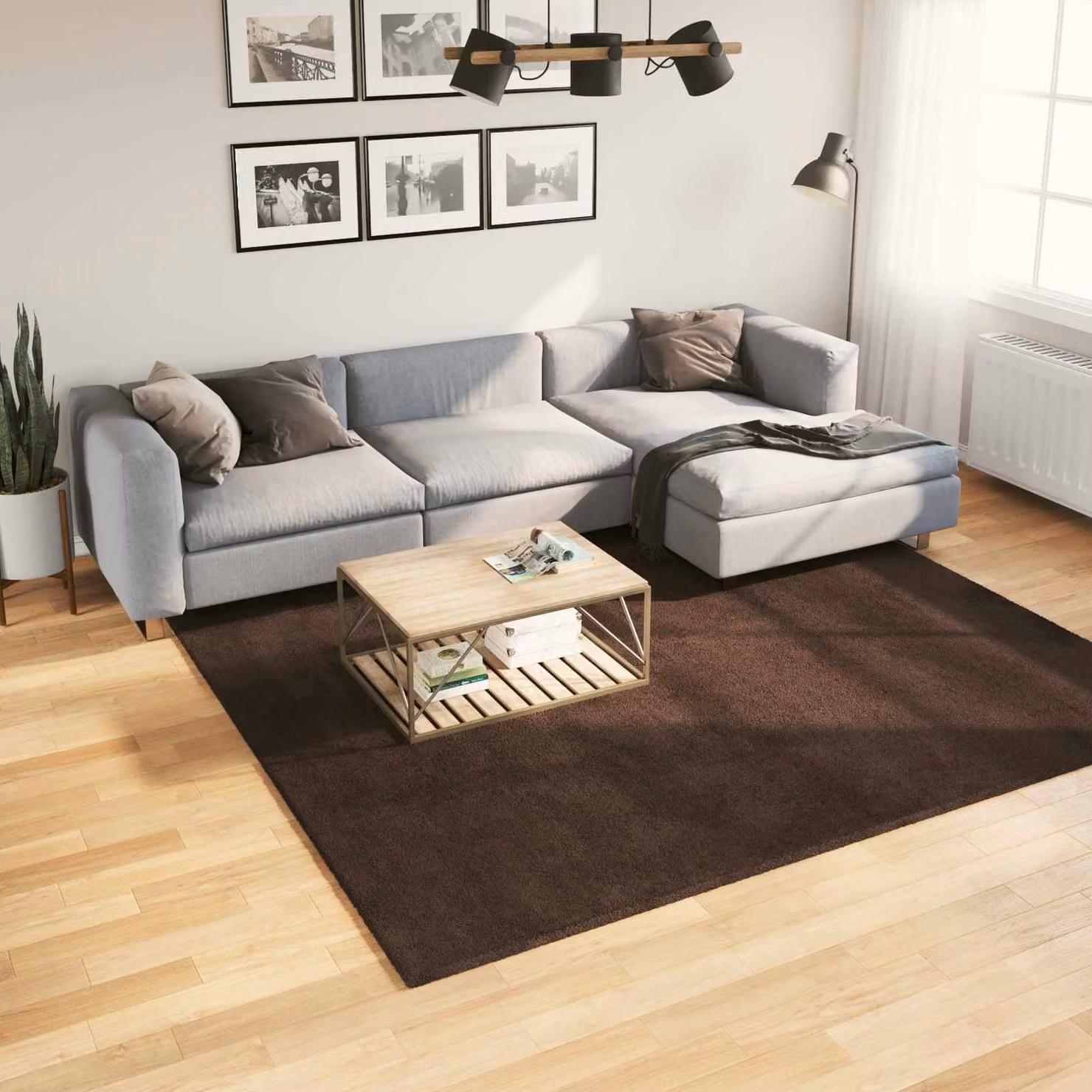 Tappeto quadrato moderno vidaXL HUARTE marrone, lavabile e antiscivolo, 240 x 240 cm – 1