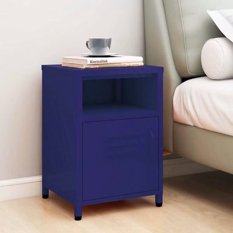 Comodino moderno vidaXL in metallo blu matt, sospeso a parete, L/P/H: 35 x 35 x 51 cm