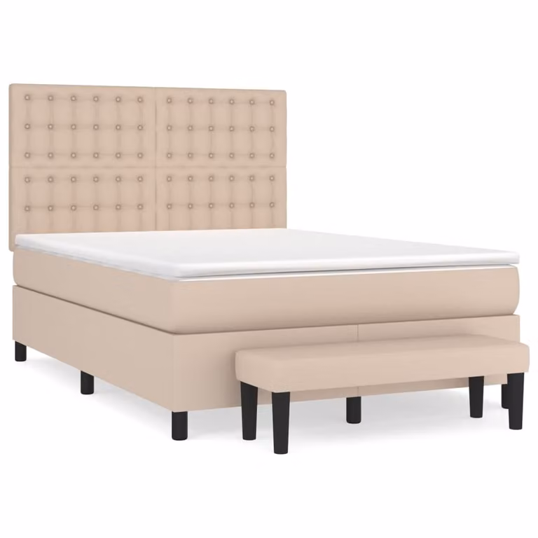 Giroletto a Molle con Materasso Cappuccino 140x190cm Pelle finta