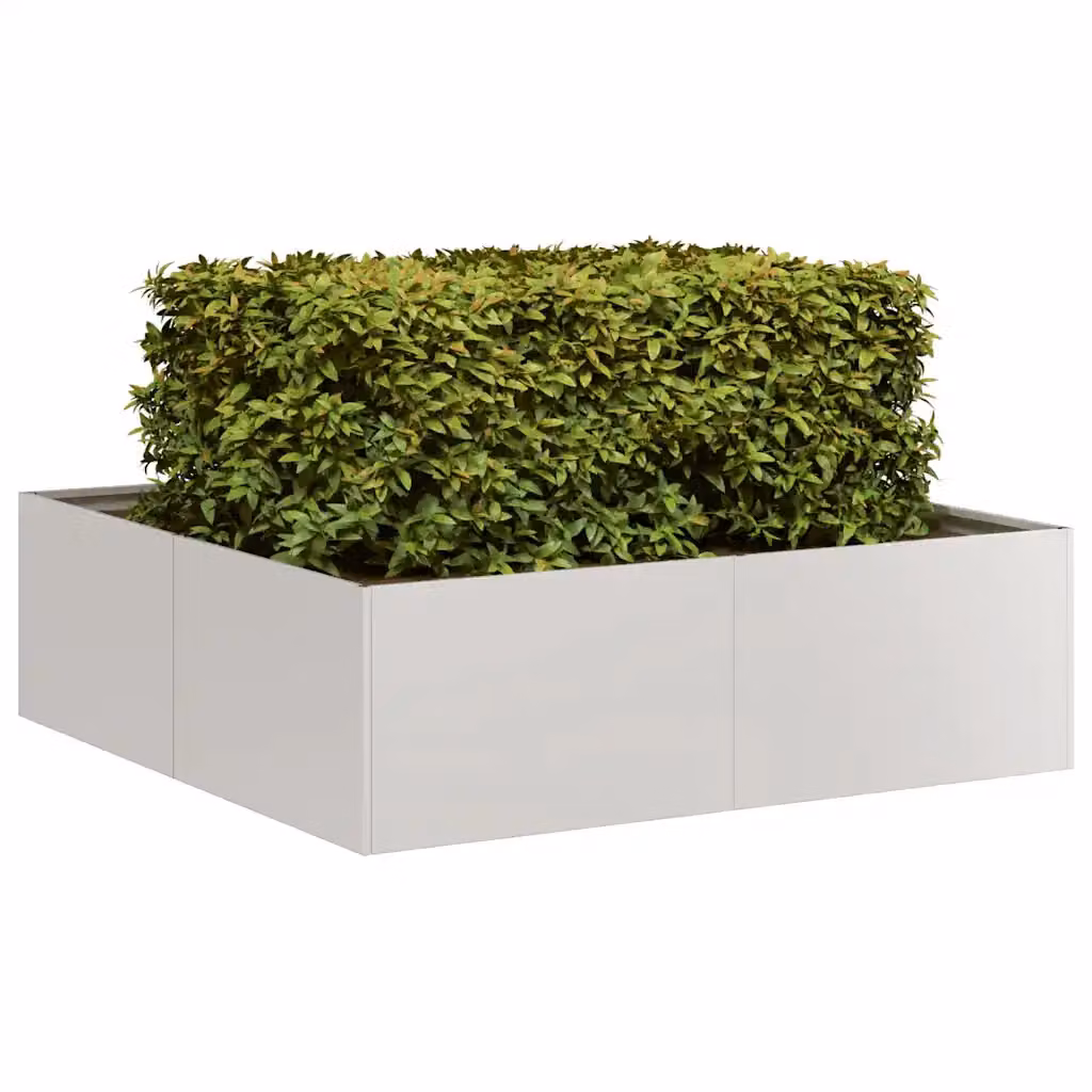 Fioriera vidaXL in acciaio inox argento e bianco L/P/H: 100 x 100 x 30 cm