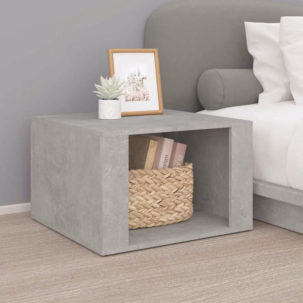 Comodino moderno vidaXL in legno multistrato e MDF, colore grigio, L: 57 cm, P: 55 cm, H: 36 cm
