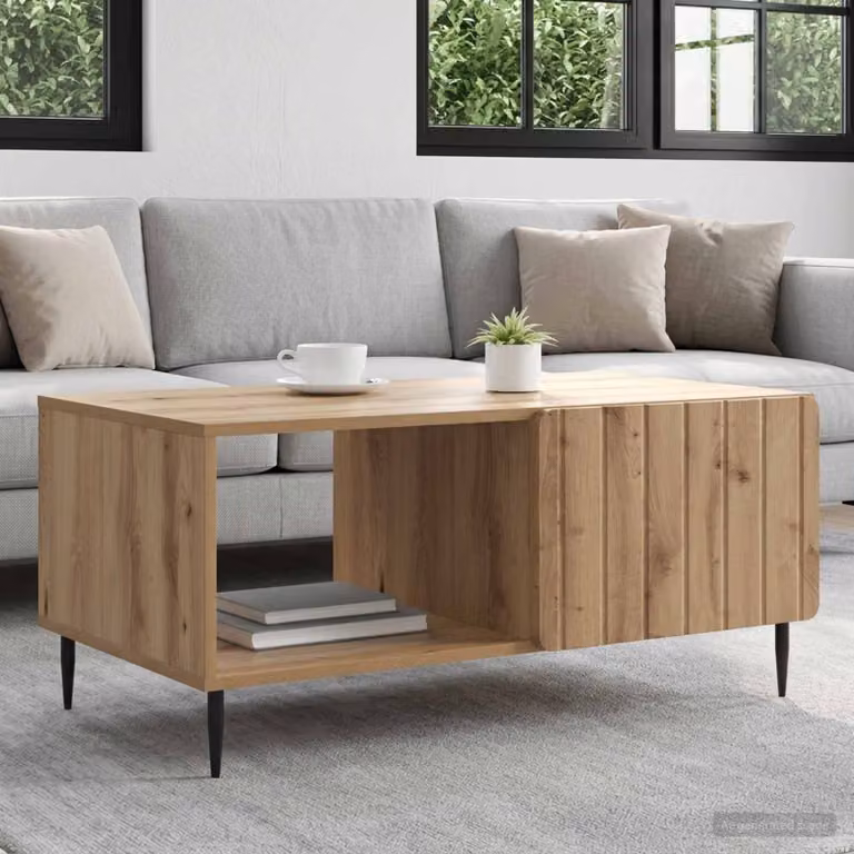 vidaXL Tavolino da salotto moderno rettangolare in rovere e metallo L: 90 cm, P: 50 cm, H: 40 cm