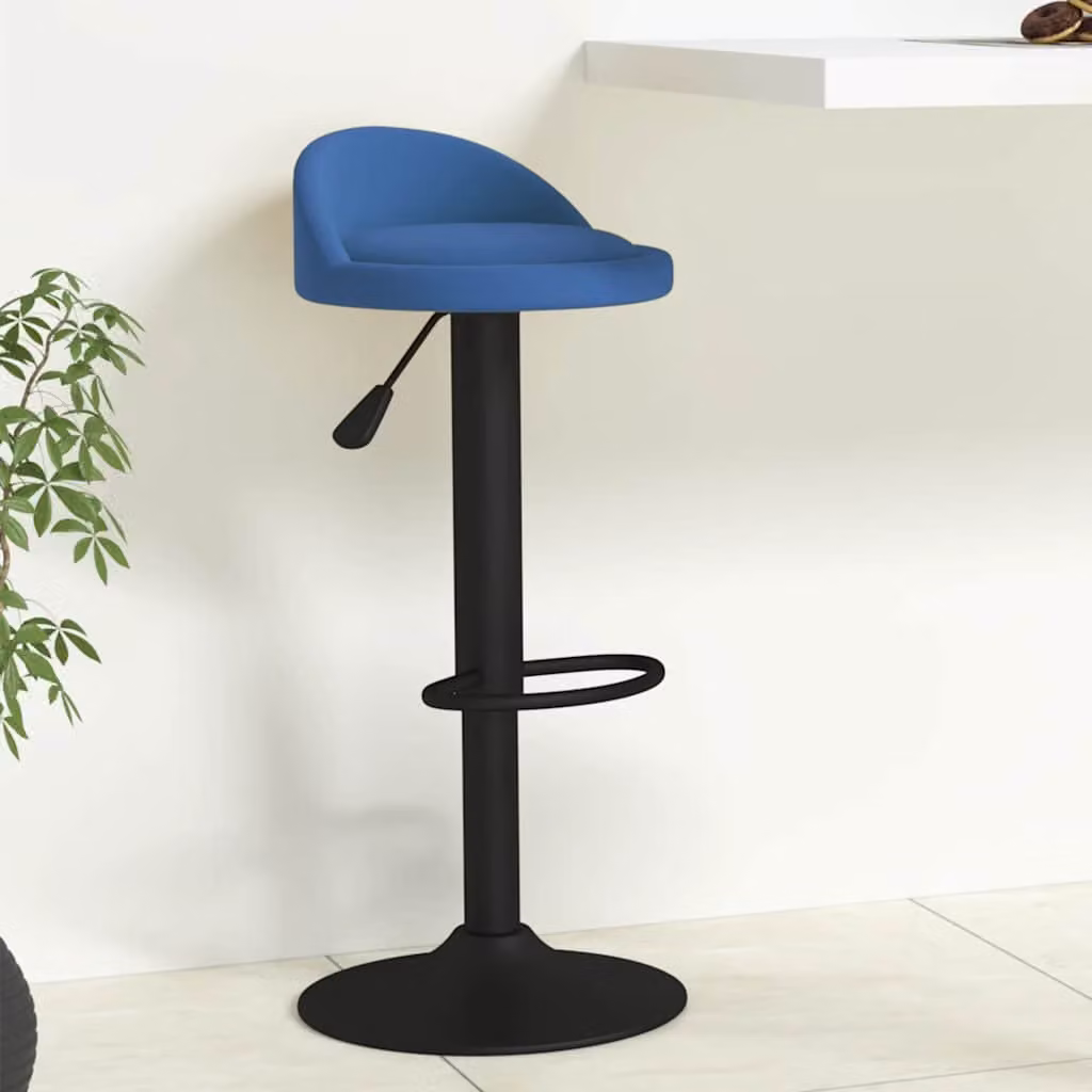 Sgabello da bar vidaXL in velluto blu con struttura in metallo moderno