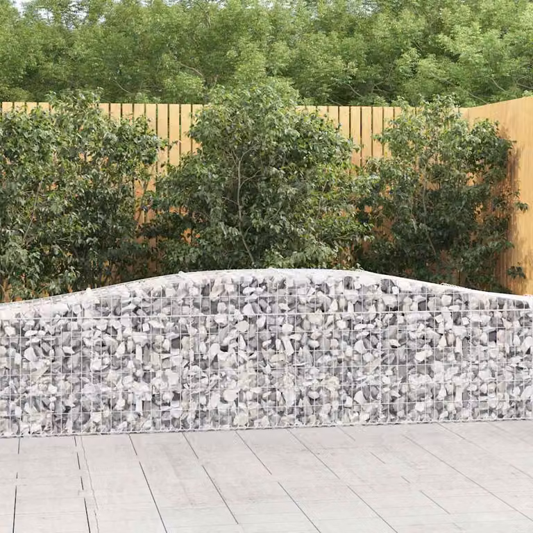 Set di 20 cesti gabbioni ad arco vidaXL in acciaio zincato grigio, L: 400 cm, P: 50 cm, H: 60/80 cm
