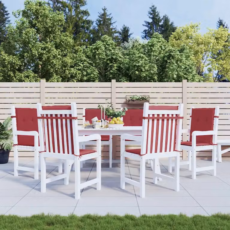 Set di 6 cuscini per sedia vidaXL in tessuto rosso, impermeabili e traspiranti, L 100 cm x P 50 cm x H 3 cm