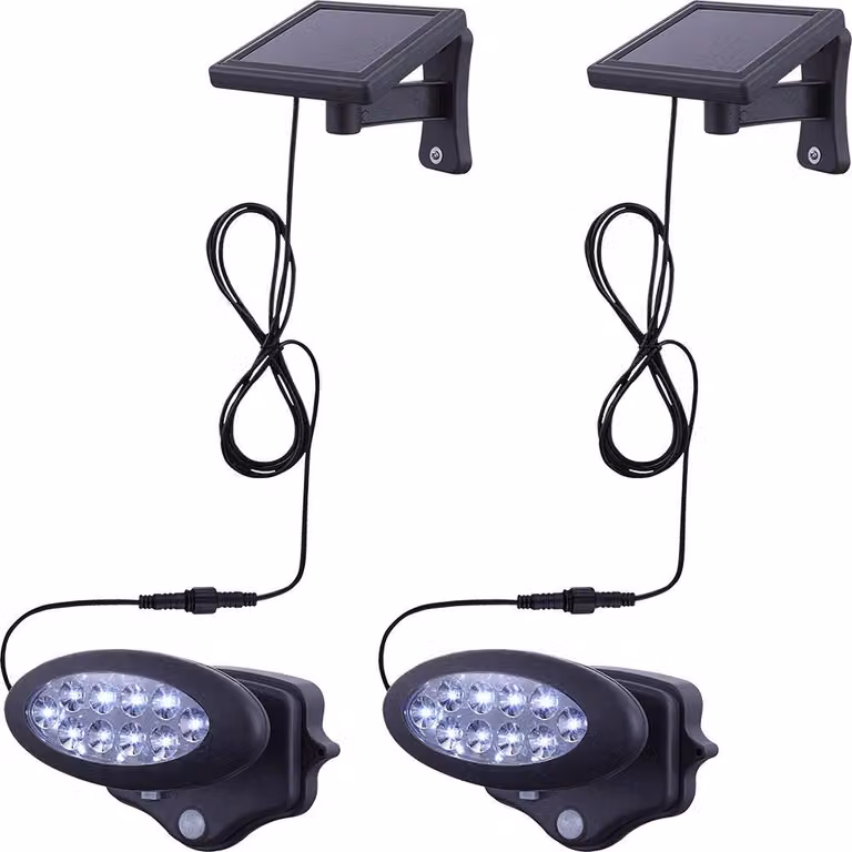 Set di 2 lampade da parete solari a LED, sensore di movimento, antracite
