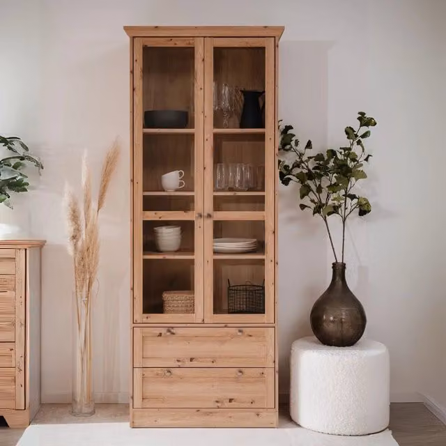 Vetrina 2 ante e 2 cassetti rovere anticato Timber52A 80x45x200H Il fascino del legno naturale nella tua casa