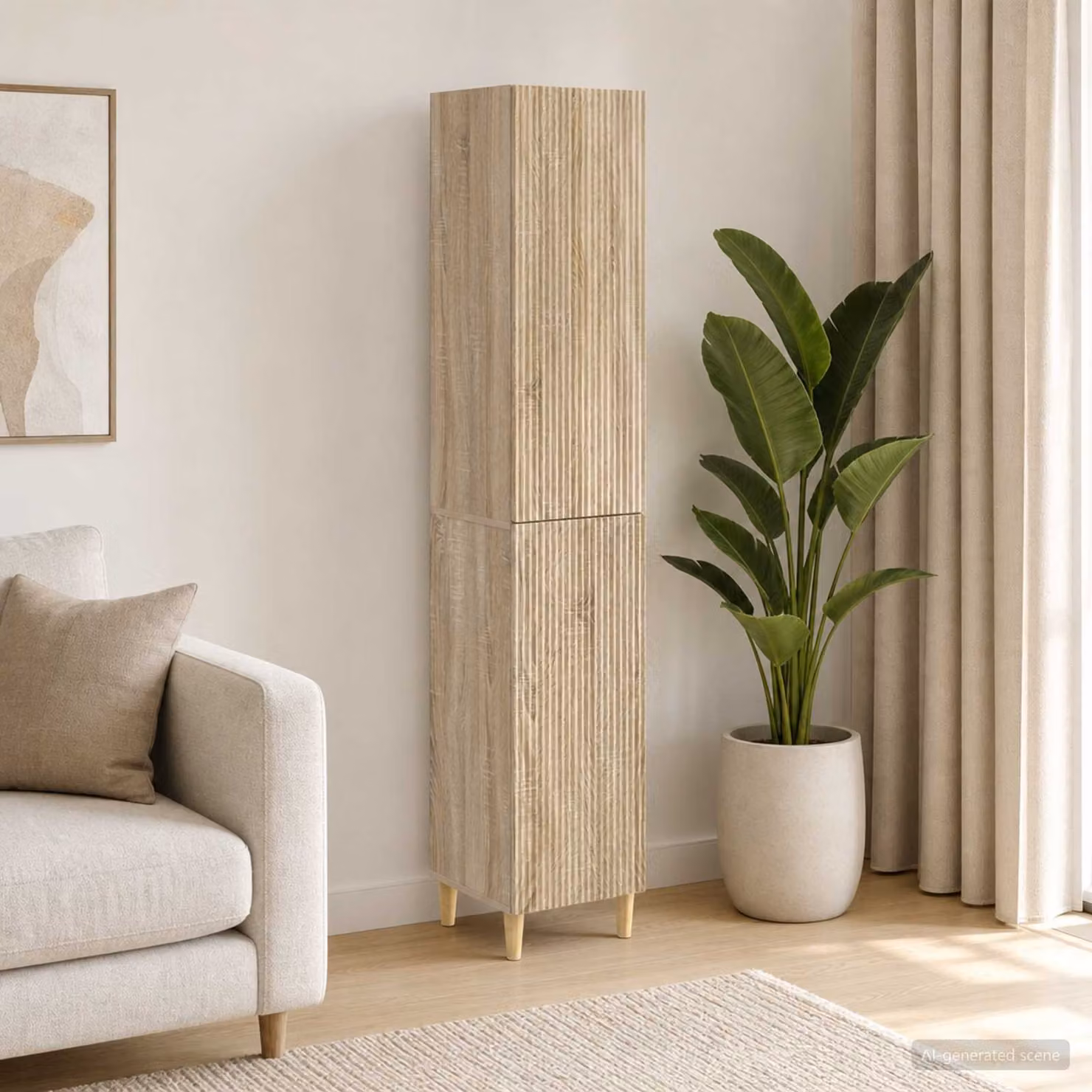 Set di 2 armadi moderni vidaXL con ante scorrevoli e cassetti interni in legno ingegnerizzato e MDF, colore rovere e beige