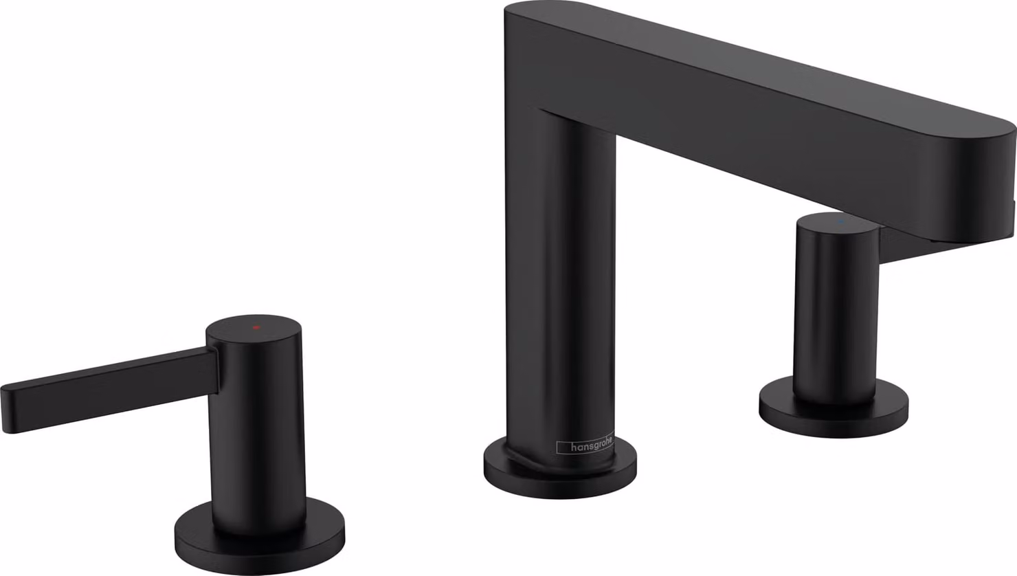 Miscelatore per lavabo a 3 fori, altezza 110 mm, finitura nera opaca, completo di gruppo di scarico