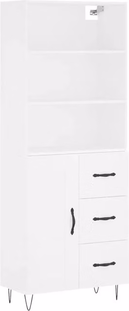 Credenza | Madia | Buffet da pranzo | Armadio da pranzo Bianca 69,5x34x180 cm in Legno Multistrato