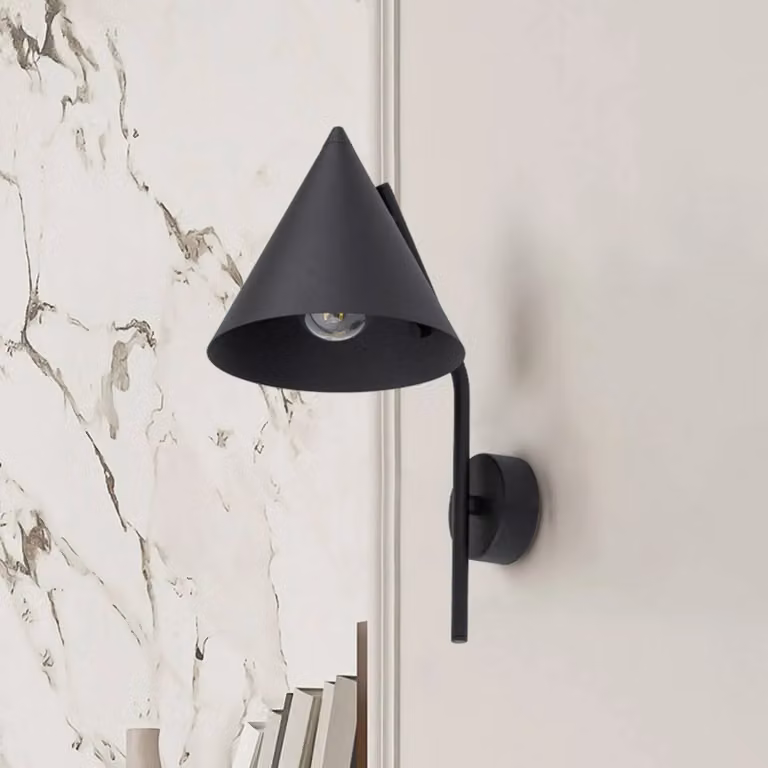 Applique da parete Cono TK Lighting, dimmerabile, Nero, Soggiorno / Sala da pranzo, Metallo, Moderno, Applique