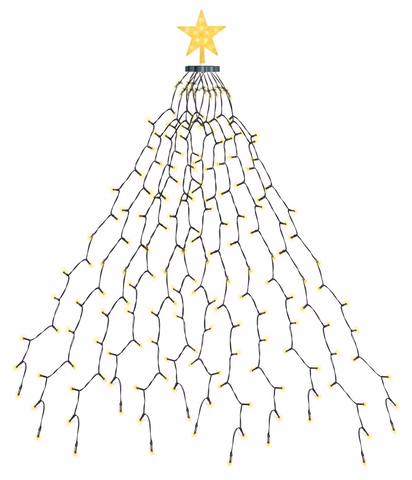 Catena luminosa a LED, lunghezza 1,5 metri, 200 LED bianco caldo, 8 modalità, resistente alle intemperie