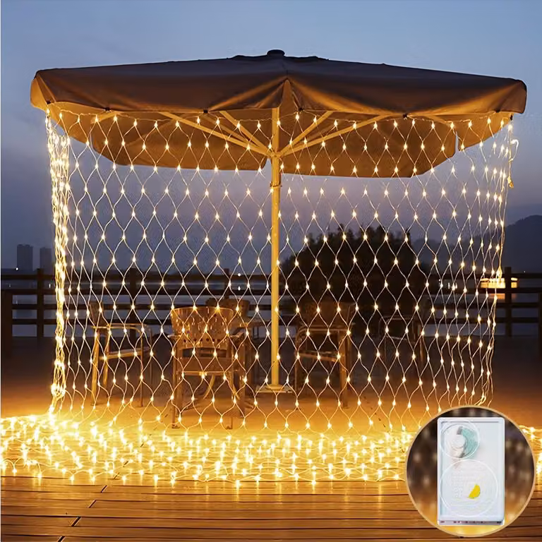 3X2m 200 LED fata luci bianco caldo tenda di luce 8 modalità di luce festa indoor decorazione luci di Natale