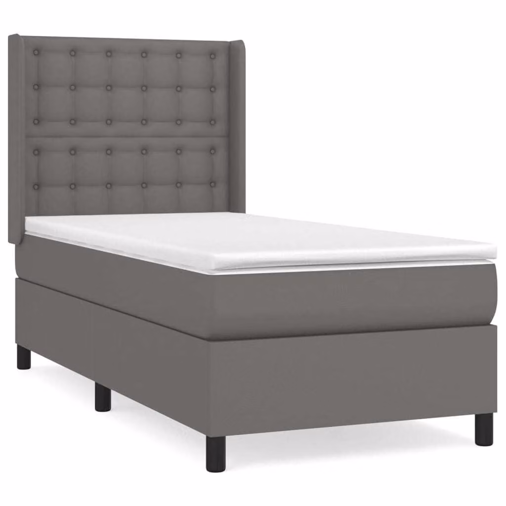 Giroletto a Molle con Materasso Grigio 100x200 cm in Pelle finta