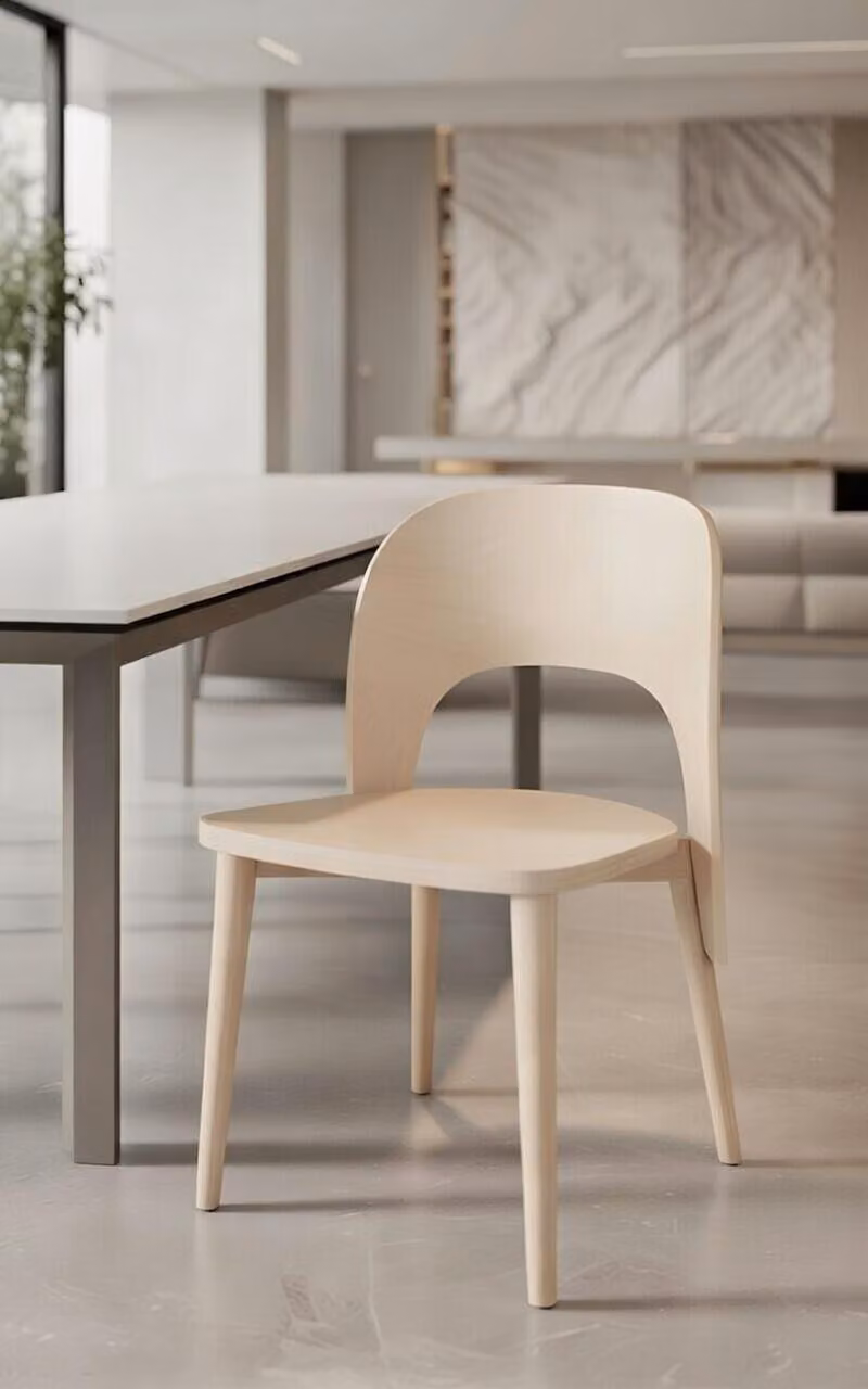 Sedia in legno confortevole, in stile moderno, realizzata in legno naturale