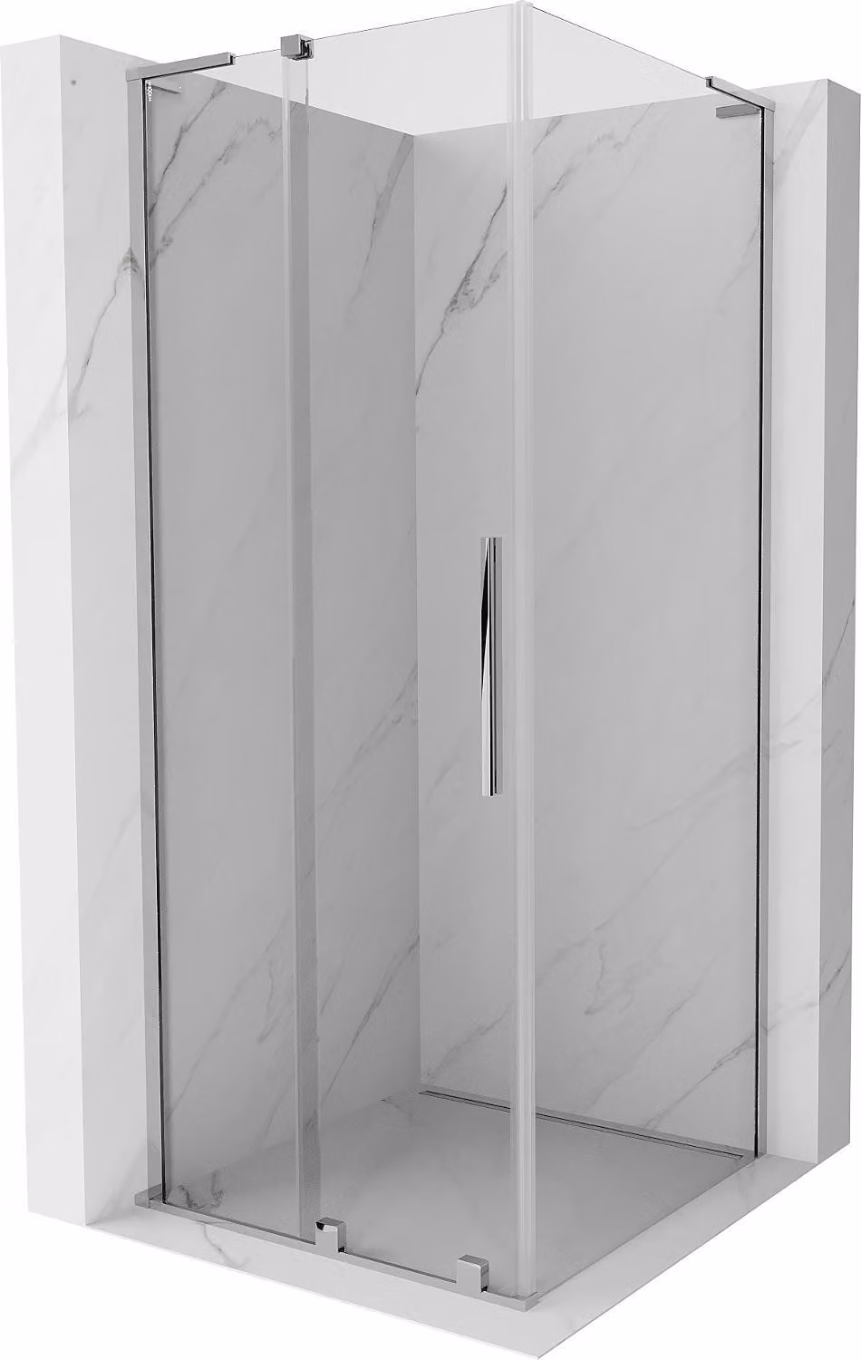 Mexen Velar L cabina doccia scorrevole 110 x 110 cm, trasparente, cromo - 871-110-110-03-01