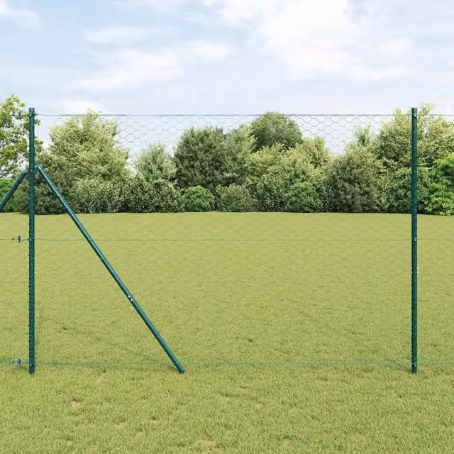 Recinzione in rete metallica VIDAXL verde in acciaio con rivestimento PVC, maglia 50 mm, dimensioni 25 x 1,6 m