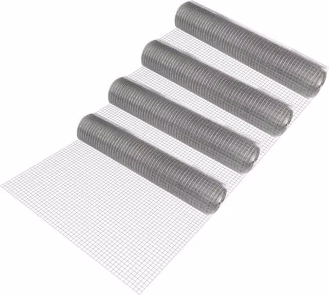 Set di 4 rotoli di rete metallica in acciaio zincato pro.tec, colore argento, Altezza: 1 m, Lunghezza: 25 m per recinzione