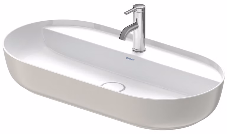Duravit Luv vasque à poser 80x40cm, sans trop-plein, avec plage de robinetterie, 1 trou pour robinetterie, rectifié, 0380802300, 0380802300