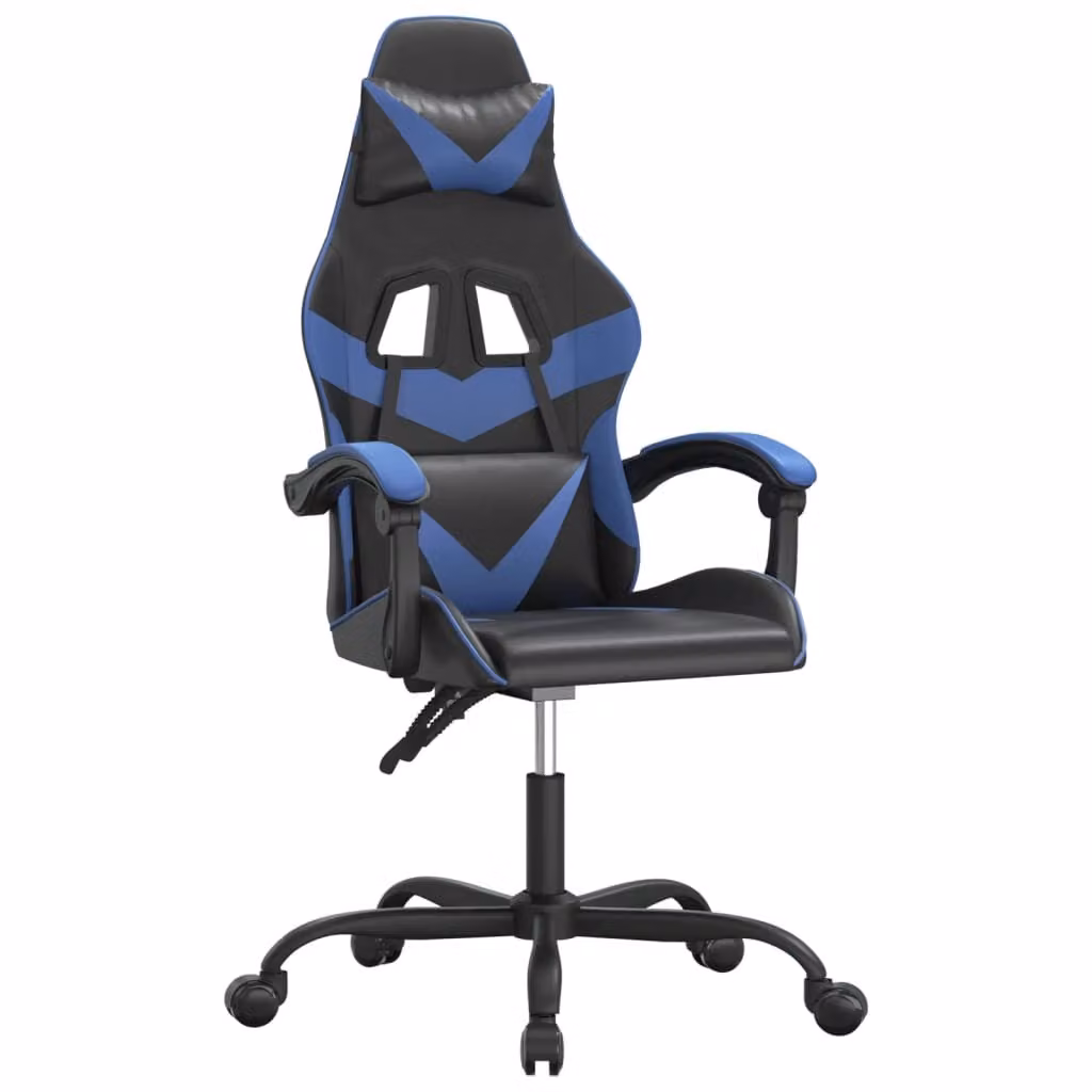 Sedia da Gaming Girevole Nero e Blu in Pelle finta