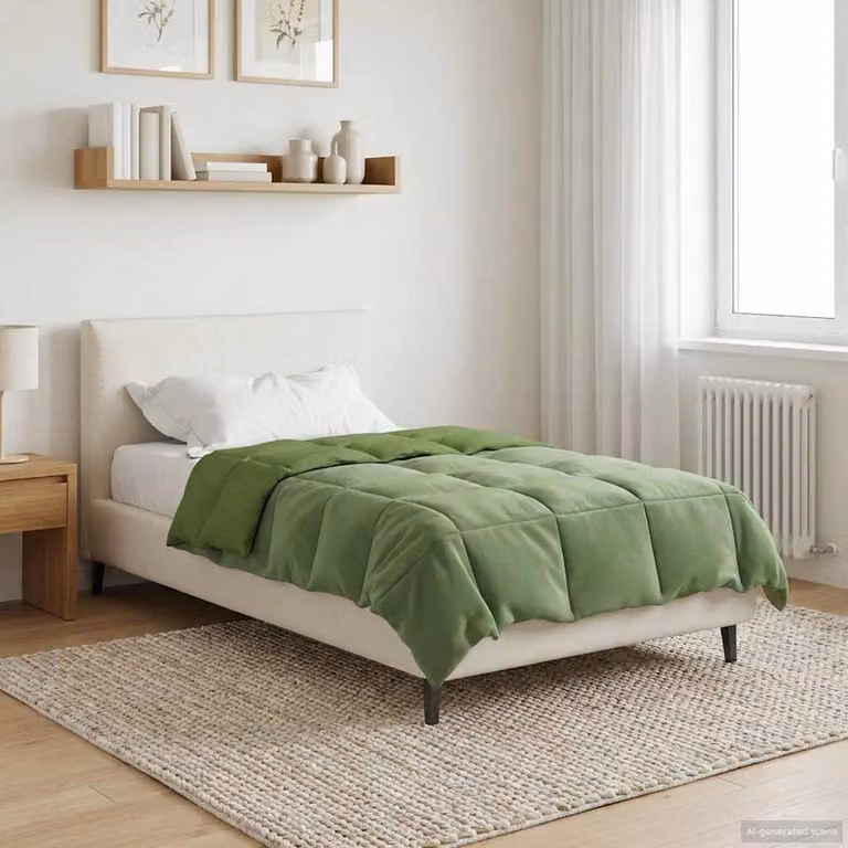 Piumino estivo traspirante e reversibile vidaXL in microfibra verde 155 x 200 cm