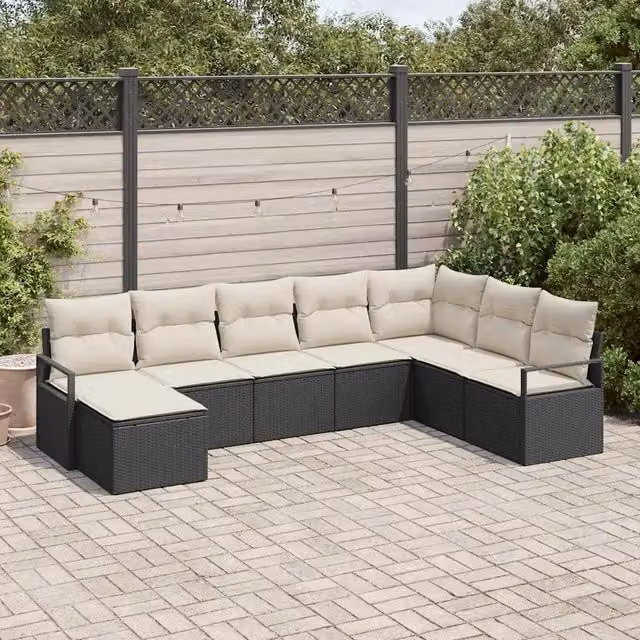 Set di divani 8 pz Nero polyrattan 3346497