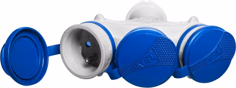 Distributore triplo con copertura ermetica, 3x2p+Z, IP54 W-01153 PLASTROL