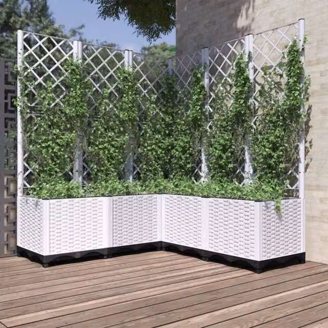 Fioriera da giardino Videx con graticcio bianco in plastica L/P/H: 120 x 40 x 136 cm – 1