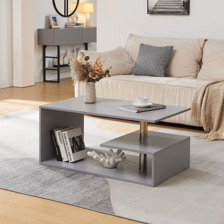 Tavolino 'Haarlem' Tavolo da soggiorno 90 x 50 x 41 cm Grigio chiaro