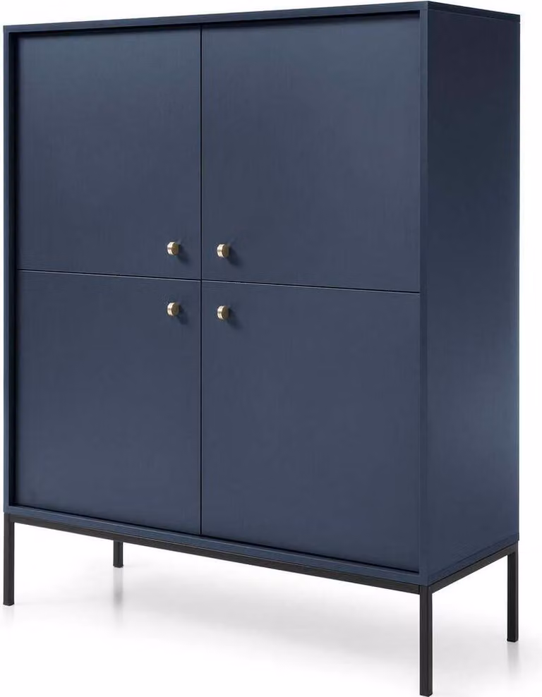 FURNLUX Credenza Mono Blu Navy Und Nero 104cm / Hauptfarbe: Blau / Dimensioni: 104 x 39 x 126 cm