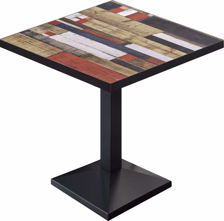 BPA | Tavolino da bistrot | Quadrato | Bordo nero | 60 x 60 x 78,5 cm | Vintage multicolore / Nero | Tavolino da bistrot / Tavolino da ristorazione