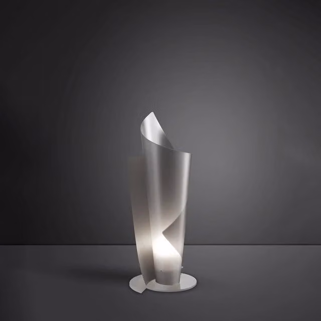 Lampada da scrivania moderna Vela Polilux Linea Zero argento con 1 luce E27, Altezza: 70 cm
