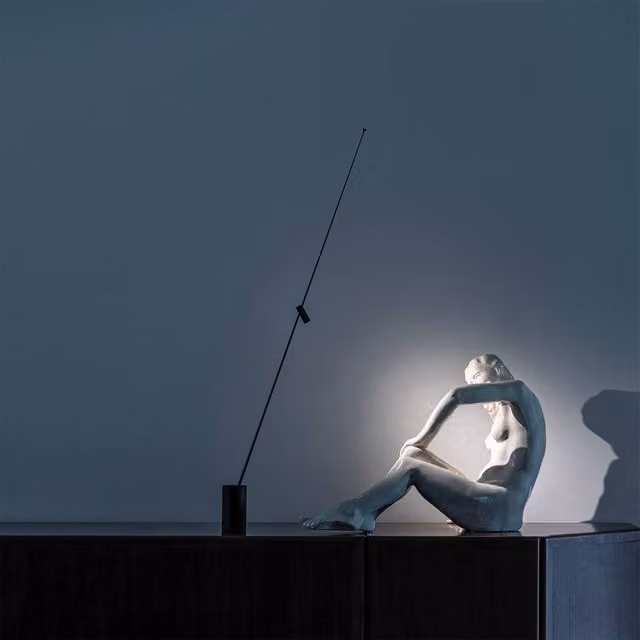 Davide Groppi FM Lampada da tavolo o terra LED nera regolabile e dimmerabile