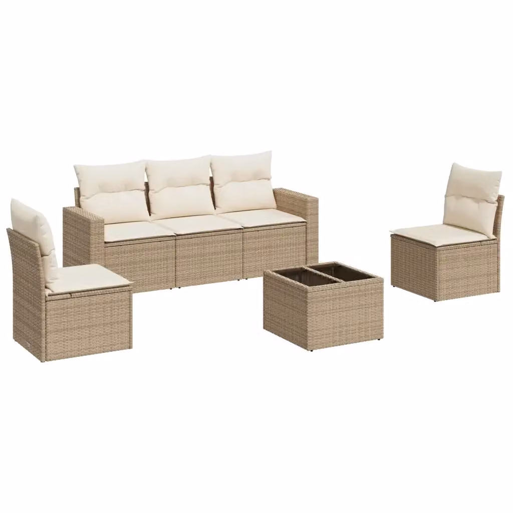 Set da giardino VIDAXL in polyrattan composto da 6 pezzi con cuscini beige e divano da esterno moderno – 2