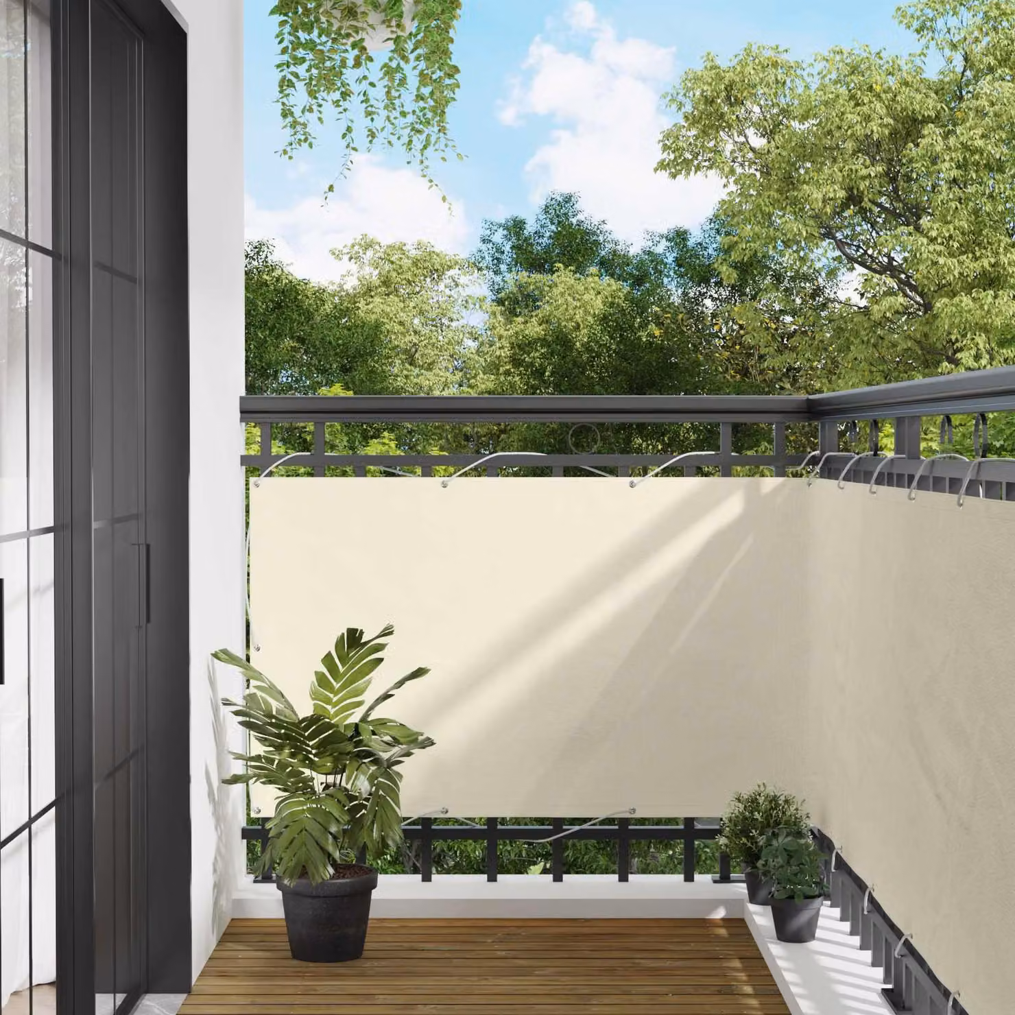 Schermo da balcone 90 x 200 cm Oxford alu rivestito in PU