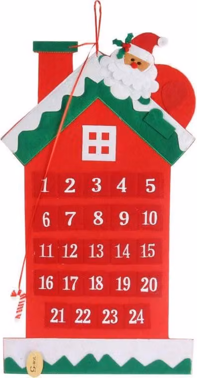 Calendario Dell'avvento In Feltro 60 Cm - Decorazione Natalizia Con 24 Caselle